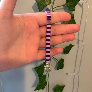 Light purple dark purple clay bead bracelet